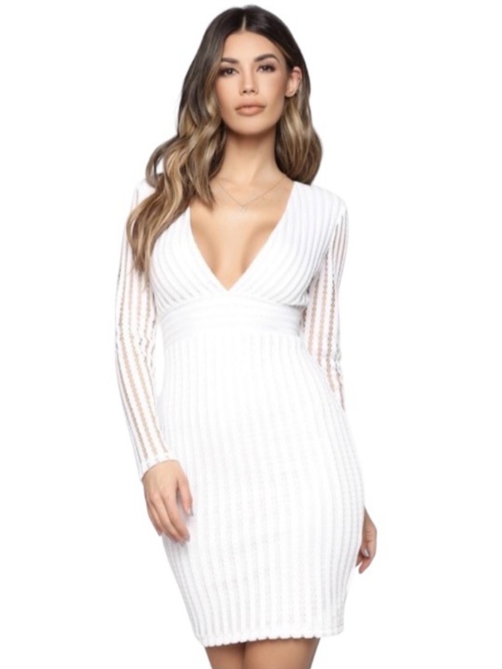 Fashion Nova Elegant White V-Dress